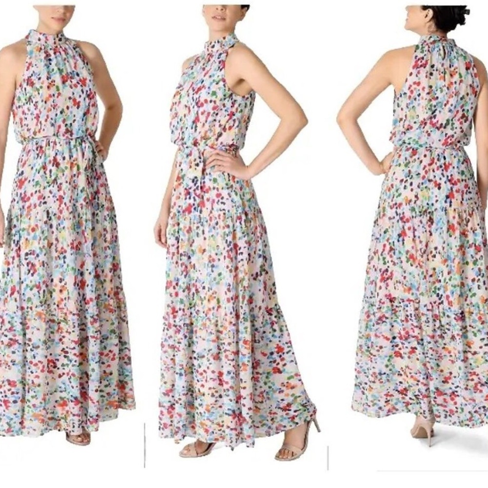 JULIA JORDAN MOCK NECK HALTER DRESS: Size 14W